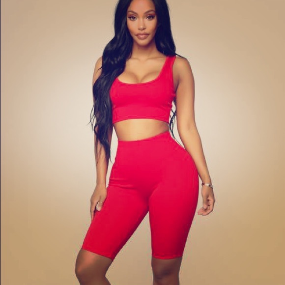 Fashion Nova Tops - Fashion Nova Bondoc Biker Shorts - 2 Piece Set